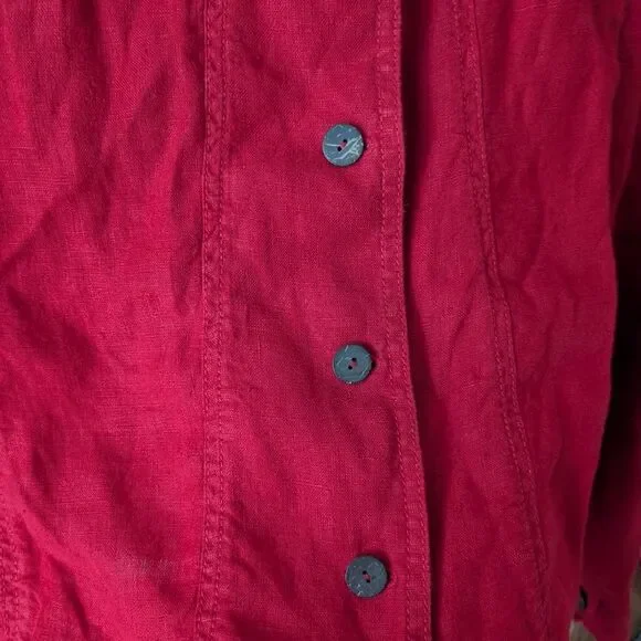 Chico's Red Linen‎ Jacket Button Up Size Large (2) - Picture 4 of 9